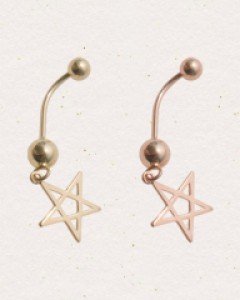 14K 라인 스타 바나나 금 피어싱