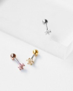 쁘띠 큐빅꽃 바벨 피어싱