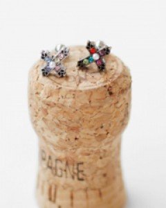 컬러 스톤 앤틱 십자가 바벨 피어싱