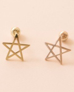 14K 미니볼 라인 스타 금 피어싱