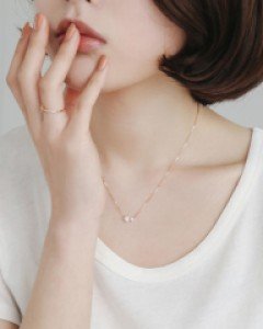 14K 트윈 큐빅 목걸이