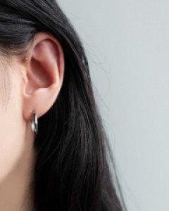 [써지컬스틸] 플랫 원터치 링 귀걸이 [두께2mm]