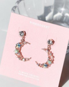 문 크리스탈 드롭 귀걸이