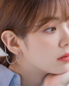심플 크로스 체인 투핀 바벨 피어싱