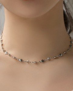 [써지컬스틸] 플랫 하트 체인 초커 목걸이