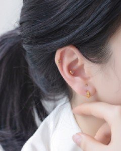 빈티지 프레임 컬러 큐빅 바벨 피어싱