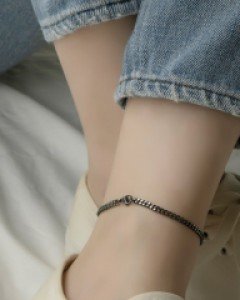 [써지컬스틸] 블랙 체인 발찌