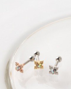 리프 다이아 큐빅 바벨 피어싱