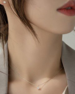 [925실버] 크리스탈 큐빅 목걸이