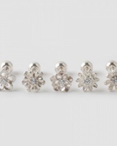 925실버 피어싱 페미닌 플라워 볼피어싱