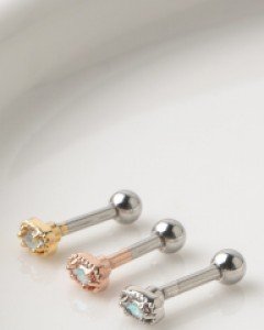 쁘띠 롱 라운드 큐빅 바벨 피어싱