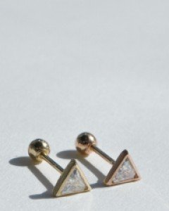 14k 피어싱 세모 베젤 큐빅 금피어싱