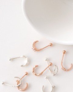 925실버 피어싱 큐빅 하프 링 볼피어싱