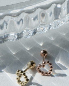 14K 피어싱 버블 볼 하트 금피어싱