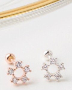 925실버 피어싱 픽셀 플라워 볼피어싱