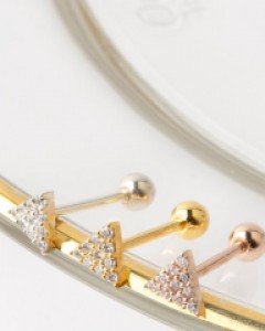 925실버 피어싱 큐빅 트라이앵글 볼피어싱