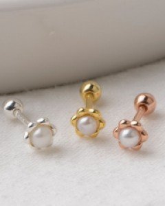 925실버 피어싱 멜팅 프레임 진주 볼피어싱