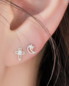 925실버 피어싱 라이닝 문&크로스 볼피어싱