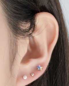 ★[써지컬스틸] 스타 크리스탈 바벨 피어싱