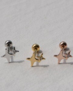 925실버 피어싱 트윙클 더블 스타 볼피어싱