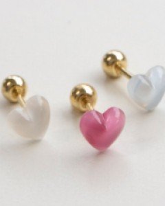 14K 글라스 미니 하트 금 피어싱