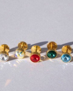 써지컬 피어싱 골드 심플 큐빅피어싱 6mm