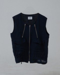 SOU-린넨 지퍼 베스트_네이비