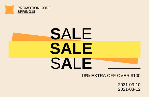 SPRING 18% EXTRA OFF OVER $100, CODE : SPRING18